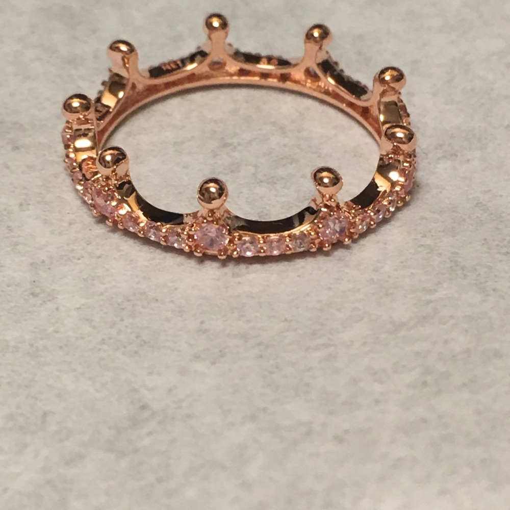 Pandora Pink Enchanted Crown Ring Size 56